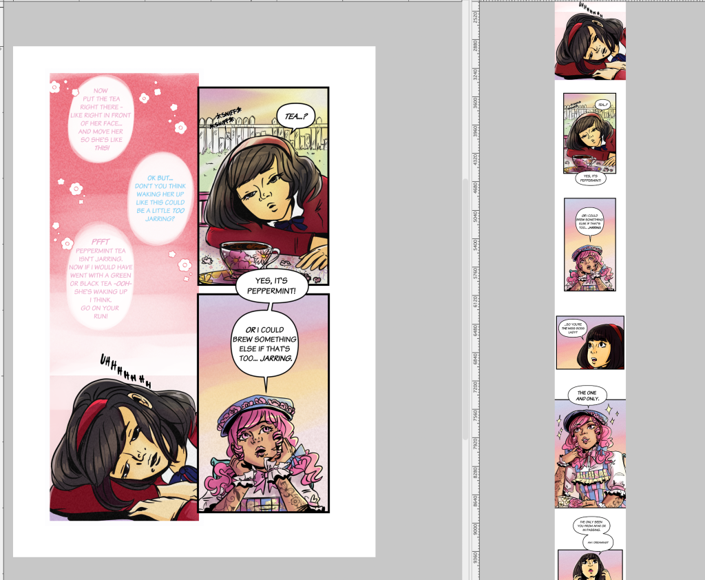 My "traditional pages" versus my vertical scroll art. 